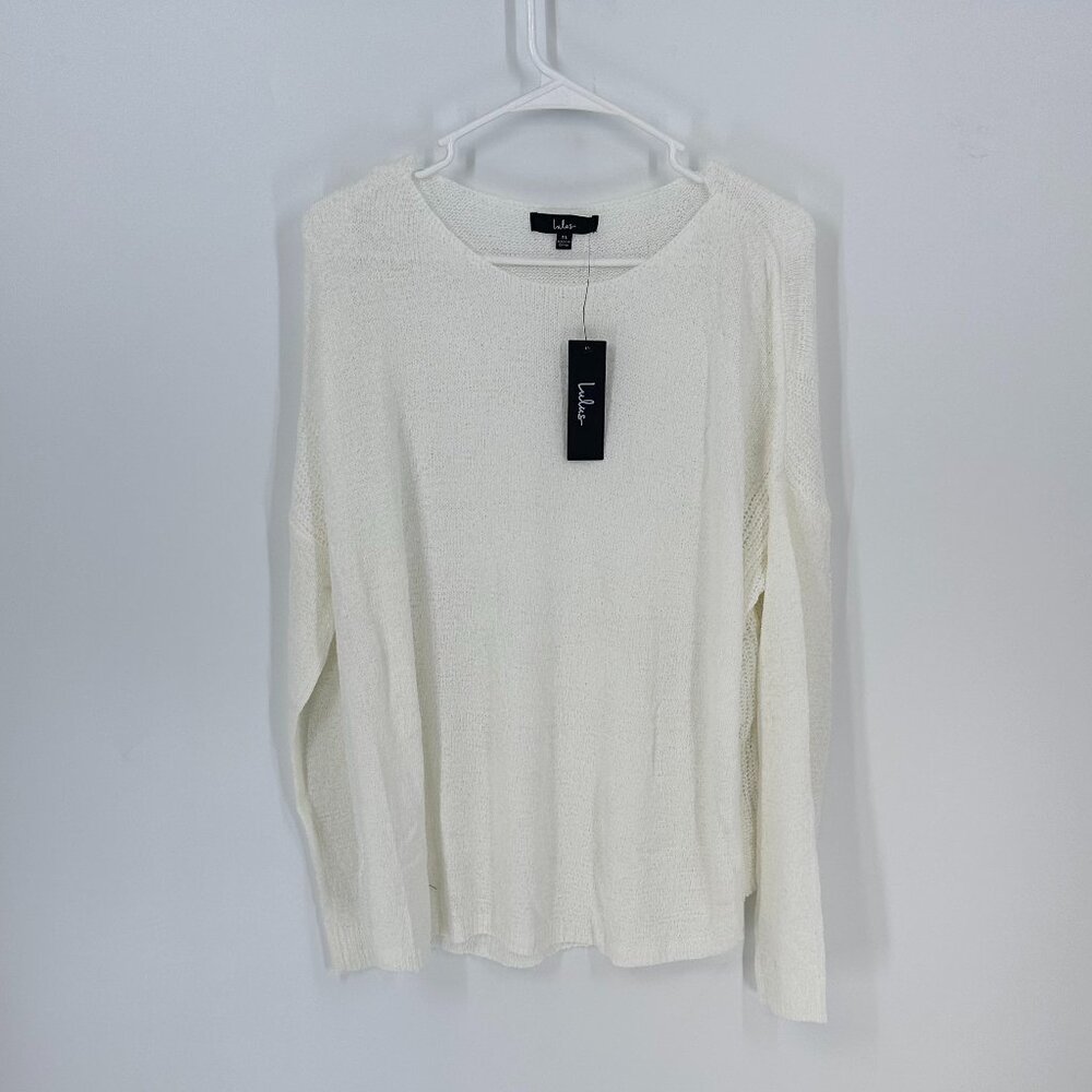 Women's Lulu's Positive Presence Ivory Loose Knit Sweater XL